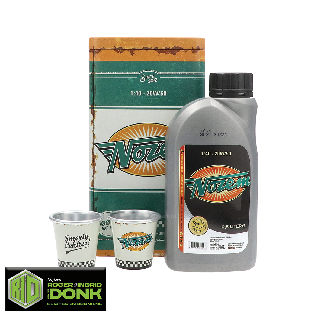 Nozem Oil Bewaarblik + 2 shotcups